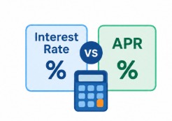 Interest rate vs APR comparison showing loan interest, additional fees, and total borrowing cost.